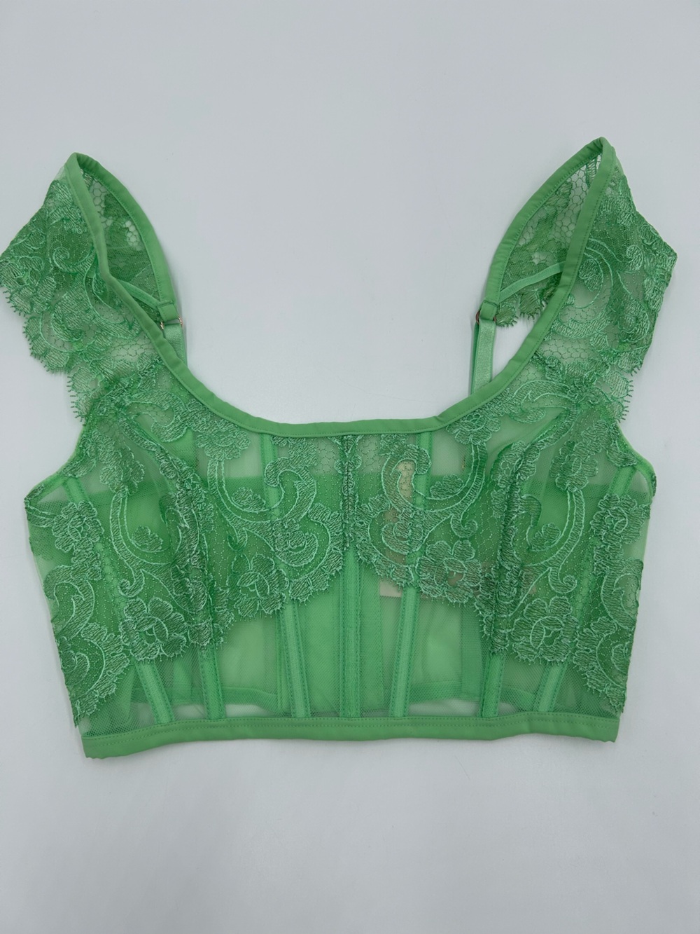 Victoria's Secret Sheer Lace Bralette in Green S/P 34B NWT